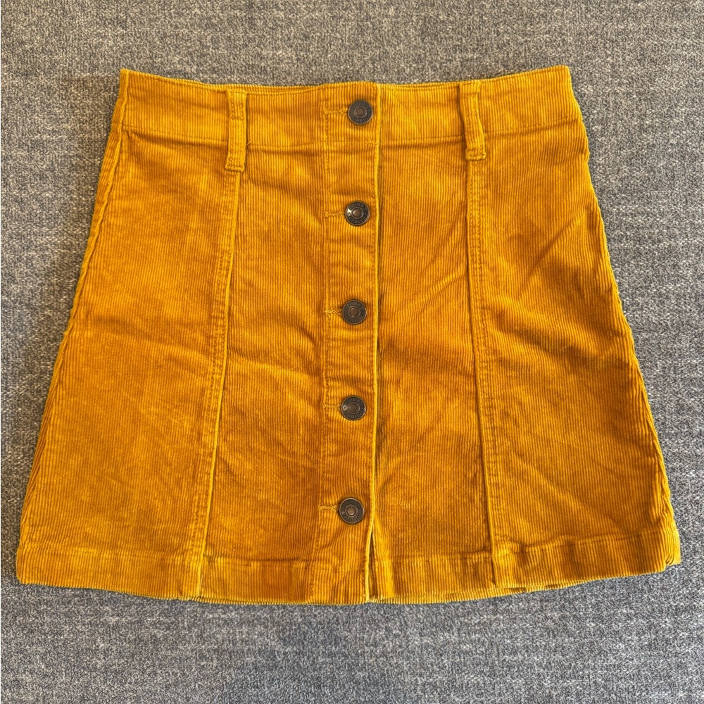 Forever 21 Butterscotch Button-Front Corduroy Skirt